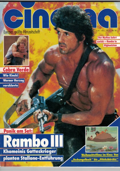 Cinema Zeitschrift, Heft Nr. 115, Dezember 1987, Klaus Kinski, Rambo III, Sylvester Stallone