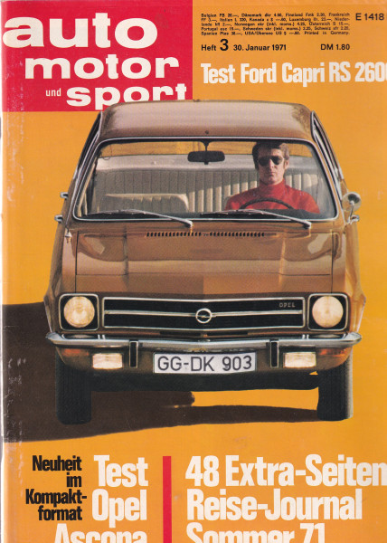 Auto Motor und Sport 1971 Heft 03 - 30.01.1971 - Ford Capri RS 2600, Opel Ascona