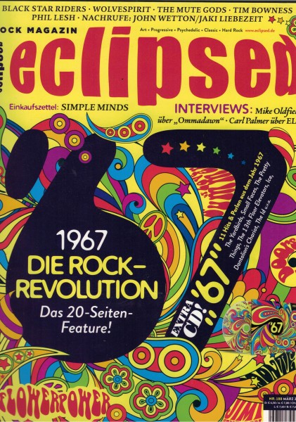 eclipsed Rock Magazin Nr. 188, 03-2017, mit CD, 1967 Die Rock-Revolution