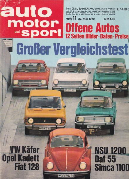 Auto Motor und Sport 1970 Heft 11 - 23.05.1970 - Opel Commodore GS/E Coupé, Maserati Indy