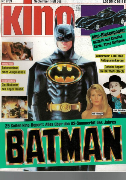 Kino Zeitschrift, Heft Nr. 36, September 1989, Anthony Delon, Steven Spielberg, Batman, Kim Basinger