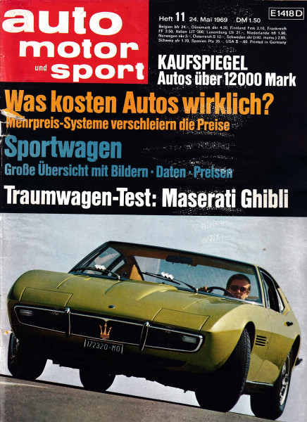 Auto Motor und Sport 1969 Heft 11 - 24.05.1969 - VW-Sauer 1,6 Liter, Maserati Ghibli