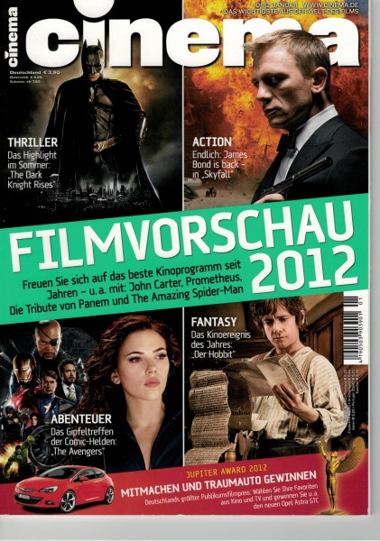 Cinema Zeitschrift, Heft Nr. 404 Januar 2012, James Bond, The Avengers, Der Hobbit, Skyfall
