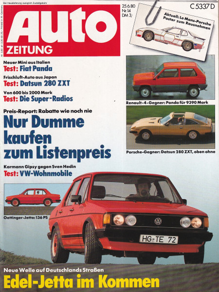 Auto Zeitung 1980 Heft 14 - 25.06.1980 - Fiat Panda, Datsun 280 ZXT