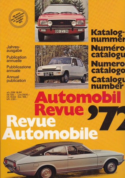 Automobil Revue - 1972 - Der Katalog der Autowelt