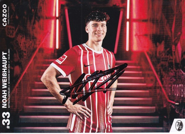 Autogrammkarte - SC Freiburg - Noah Weißhaupt - Original Signatur