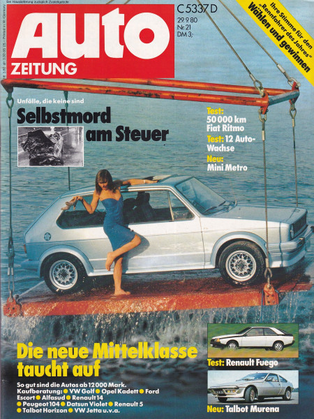 Auto Zeitung 1980 Heft 21 - 29.09.1980 - Fiat Ritmo, Mini Metro, Renault Fuego, Talbot Murena