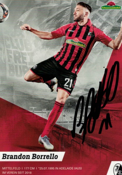 Autogrammkarte - SC Freiburg - Brandon Borrello - Original Signatur