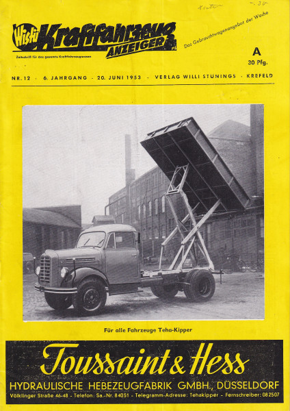 Wistü Kraftfahrzeug Anzeiger - 20. Juni 1953 - Nr. 12