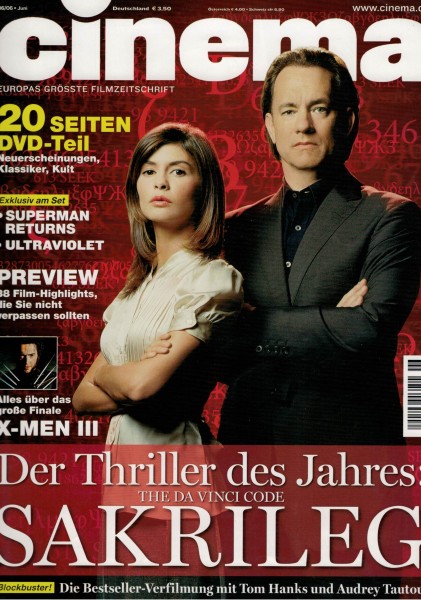 Cinema Zeitschrift, Heft Nr. 337 Juni 2006, Superman Returns, X-Men III, Sakrileg, Tom Hanks