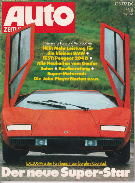 Auto Zeitung 1975 Heft 8 - 03.04.1975 - Peugeot 204 D, Lamborghini Countach