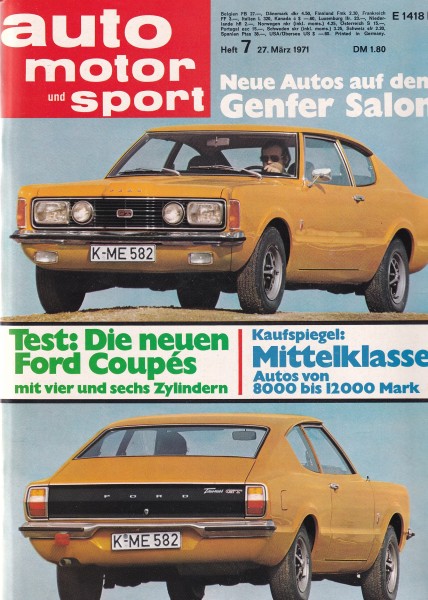 Auto Motor und Sport 1971 Heft 07 - 27.03.1971 - Jaguar E-Type Mark III, Ford Taunus Coupé