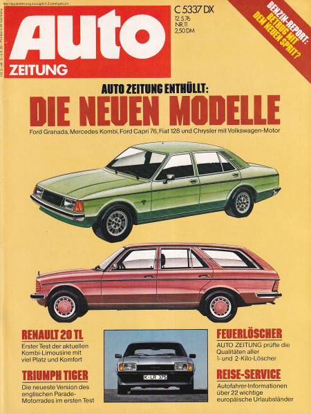 Auto Zeitung 1976 Heft 11 - 12.05.1976 - Renault 20 TL, Triumph Tiger