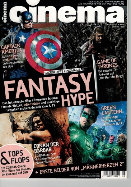 Cinema Zeitschrift, Heft Nr. 399 August 2011, Captain America, Game of Thrones, Conan der Barbar