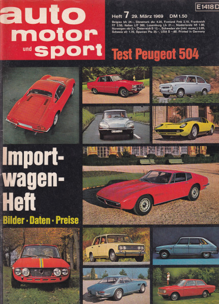 Auto Motor und Sport 1969 Heft 07 - 29.03.1969 - Peugeot 504, Ford 20 M RS, Vauxhall Viva GT