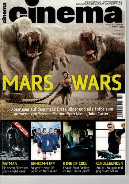 Cinema Zeitschrift, Heft Nr. 405 Februar 2012, Mars Wars, Batman, King of Cool, Ryan Gosling