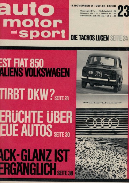 Auto Motor und Sport 1964 Heft 23-14.11.1964 - Fiat 850, Triumph TR4