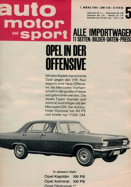 Auto Motor und Sport 1964 Heft 05-07.03.1964 - Jaguar S, Lancia Fulvia