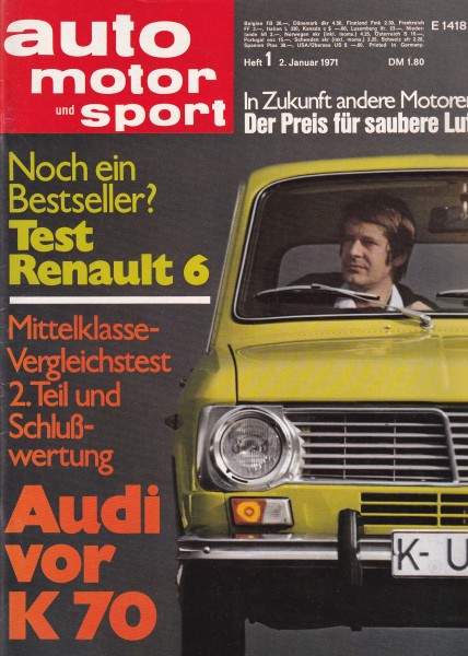 Auto Motor und Sport 1971 Heft 01 - 02.01.1971 - Bugatti Royale, Renault 6 TL