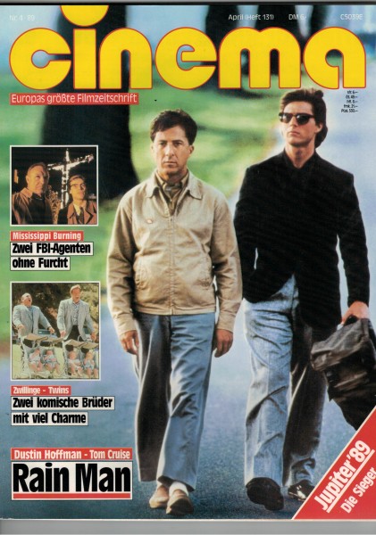 Cinema Zeitschrift, Heft Nr. 131, April 1989, Dustin Hoffman, Tom Cruise, Rain Man, Twins