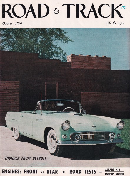 Road & Track - 1954 October - Ford Thunderbird, Allard K-3 Convertible, Morris Minor Sedan