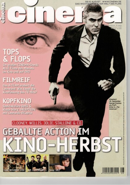 Cinema Zeitschrift, Heft Nr. 387 August 2010, George Clooney, Leonardo DiCaprio, Resident Evil