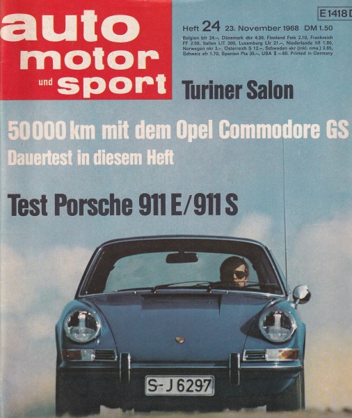 Auto Motor und Sport 1968 Heft 24 - 23.11.1968 - Porsche 911 E, Porsche 911 S, BMW 2002 Alpina