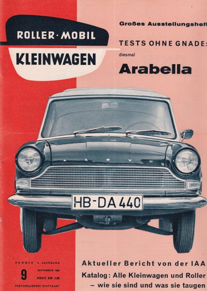 Roller - Mobil - Kleinwagen - September 1959 - Arabella, DKW Junior, BMW 700, Goggomobil Sport-Coupé