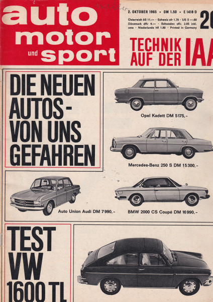 Auto Motor und Sport 1965 Heft 20-02.10.1965