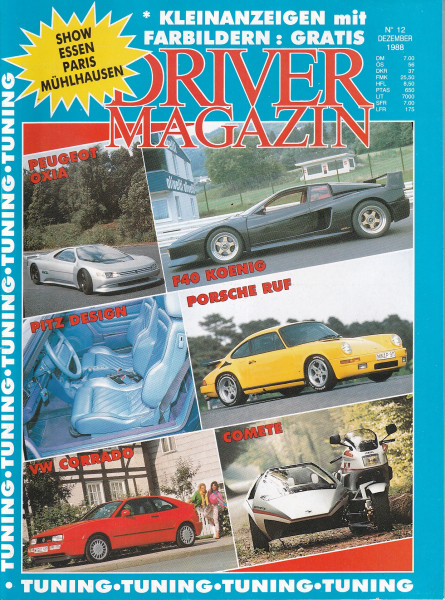 Driver Magazin - 1988 Dezember - Porsche Carrera Pitz, Porsche 911 Carrera RS 2,7