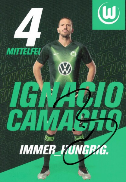 Autogrammkarte - VfL Wolfsburg - Ignacio Camacho - Original Signatur