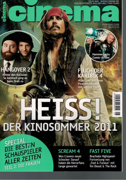 Cinema Zeitschrift, Heft Nr. 396 Mai 2011, Johnny Depp, Fluch der Karibik 4, Hangover 2, Scream 4