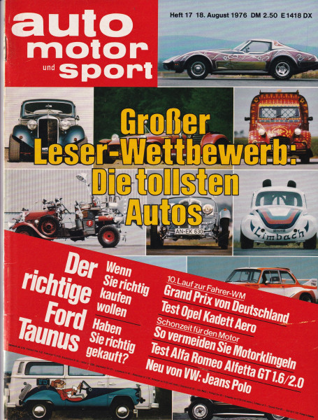 Auto Motor und Sport 1976 Heft 17 - 18.08.1976 - Opel Kadett Aero, Alfa Romeo Alfetta GT 1.6/2.0