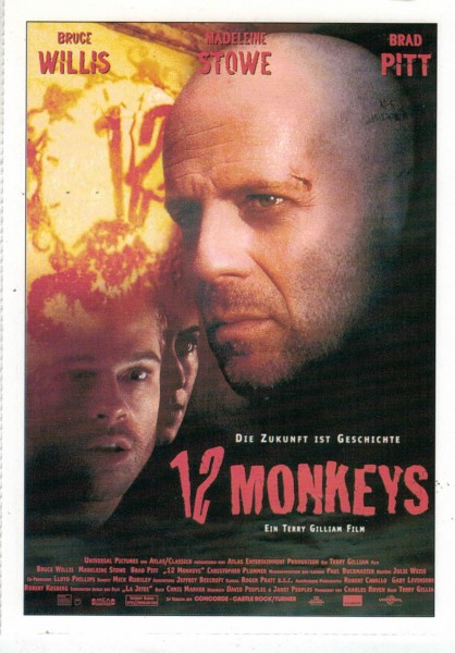 Cinema Filmkarte "12 Monkeys" - Bruce Willis, Madeleine Stowe, Brad Pitt, Christopher Plummer