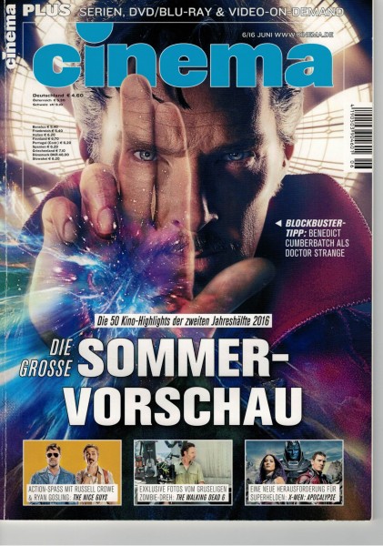 Cinema Zeitschrift, Heft Nr. 457 Juni 2016, Benedickt Cumberbatch, Russell Crowe, Ryan Cossling