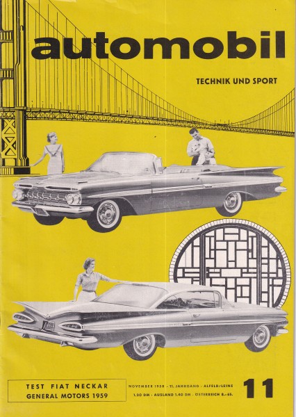 automobil - Technik und Sport - November 1958 - NSU-Fiat Neckar, Ford Taunus 17 M Kombi de Luxe, Aus