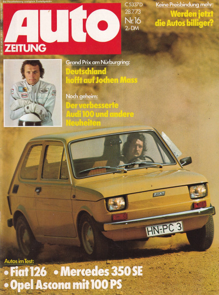 Auto Zeitung 1973 Heft 16 - 28.07.1973 - Mercedes 350 SE