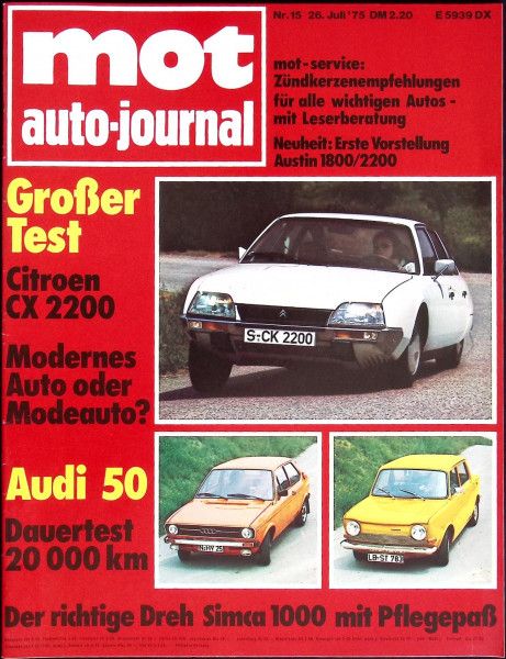 mot auto-journal - Die Auto-Zeitschrift - 1975 - Nr. 15 - 26.07.1975