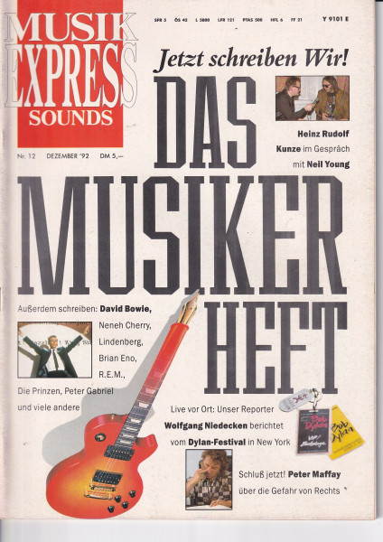 Musik Express Sounds - 1992 Dezember - Heinz Rudolf Kunze, Neil Young. David Bowie, Peter Maffay