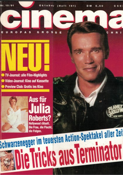 Cinema Zeitschrift, Heft Nr. 161 Oktober 1991, Terminator 2, Arnold Schwarzenegger, Julia Roberts