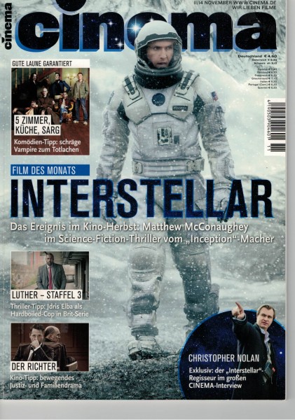 Cinema Zeitschrift, Heft Nr. 438 November 2014, Matthew McConaughey, Idris Elba, Christopher Nolan