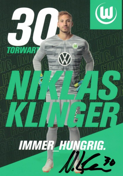 Autogrammkarte - VfL Wolfsburg - Niklas Klinger - Original Signatur