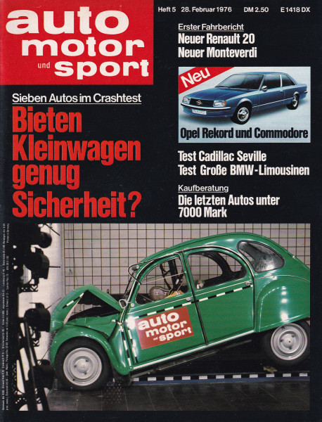 Auto Motor und Sport 1976 Heft 05 - 28.02.1976 - Opel Rekord, Opel Commodore, Renault 20