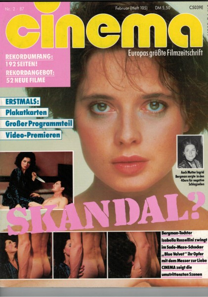 Cinema Zeitschrift, Heft Nr. 105, Februar 1987, Isabella Rossellini, Blue Velvet