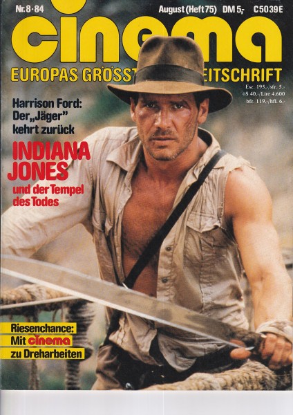 Cinema Zeitschrift, Heft Nr. 075, August 1984, Indiana Jones, Harrison Ford