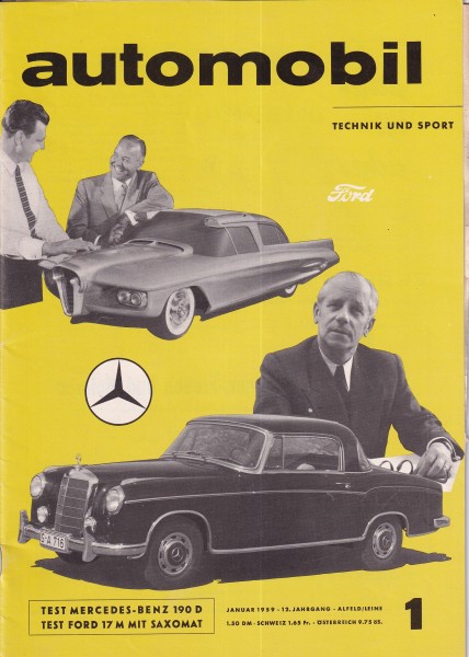 automobil - Technik und Sport - Januar 1959 - Mercedes-Benz 190 D, Ford Tanus 17 M mit Saxomat